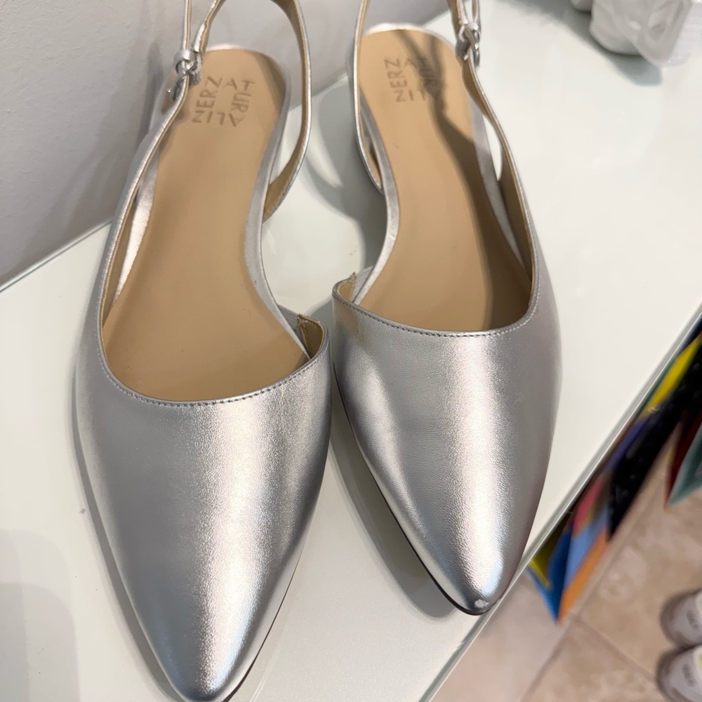 Naturalizer Silver Women's Slingback Heels - Picture 7 of 8